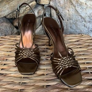Anne Klein Bronze Patent Leather Strappy Sandal 7M